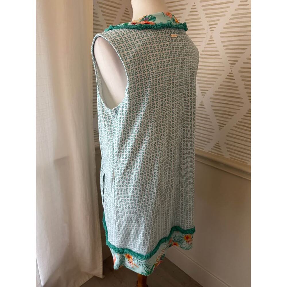 Cabana Life Women’s Medium Tulum Teal Fringe Sleeveless Tank Dress - Picture 6 of 10